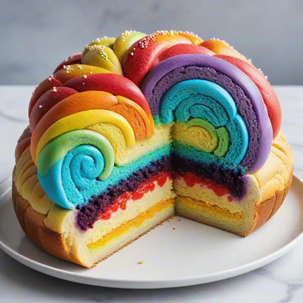 Vibrant Rainbow Bread with Delicate Bubbles