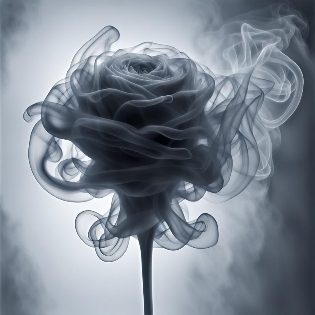 Ethereal Smoke Rose in Radiographic Digital Art