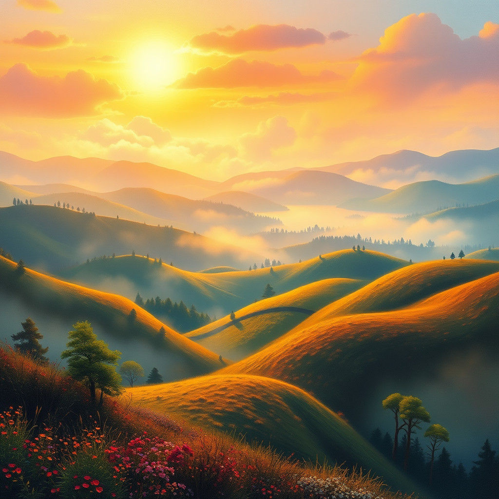 Enchanting Dreamy Landscape with Mystical Fog