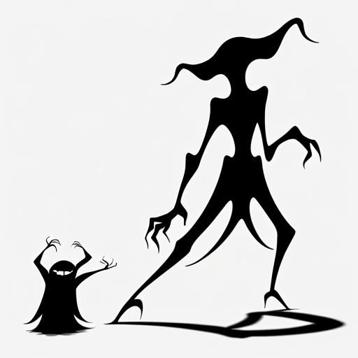 Creepy Shadow Monster Dancing: Minimalist Line Art
