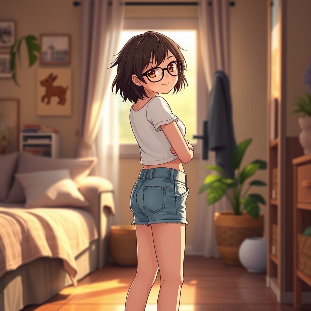Cozy Manga Girl in Playful Pose