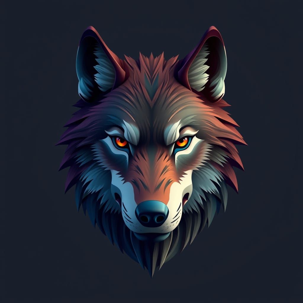 Majestic Wolf Icon in Modern 3D Style