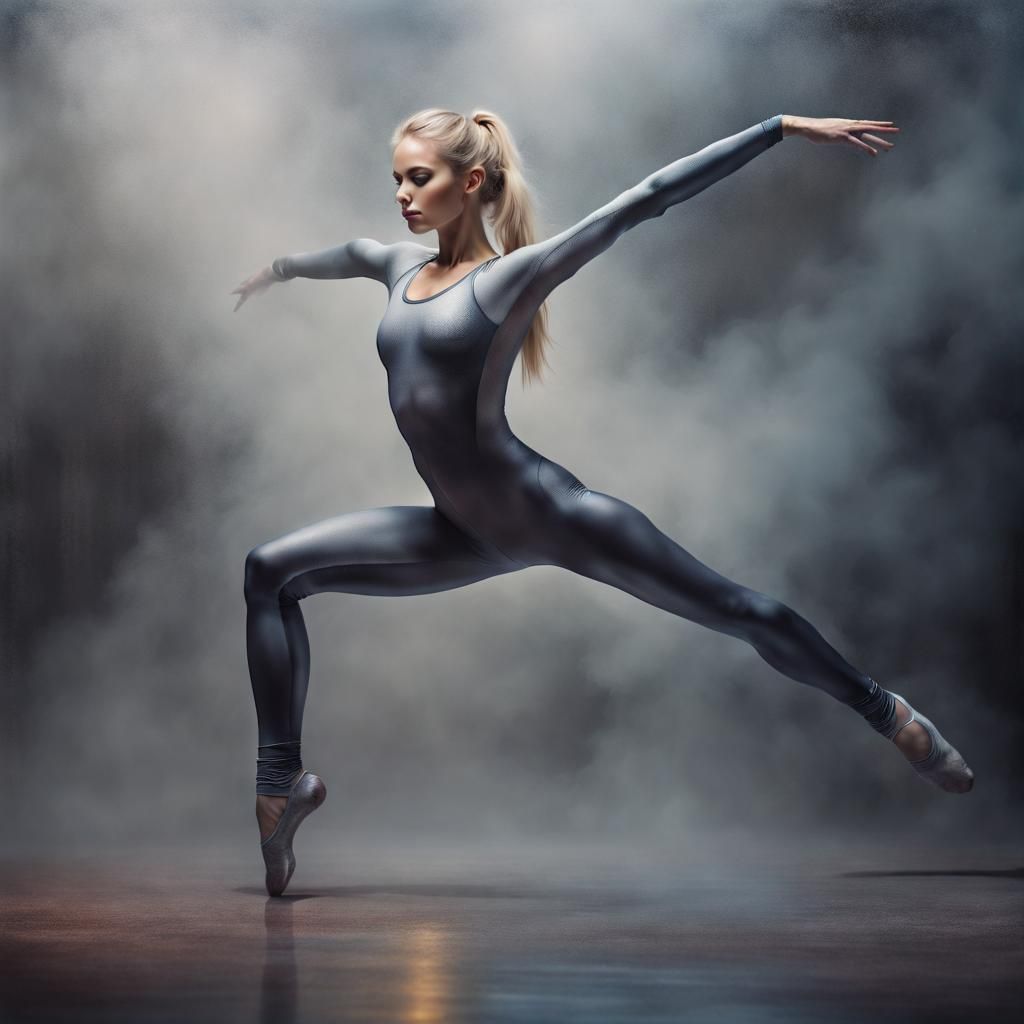 Blonde gymastic woman dancing