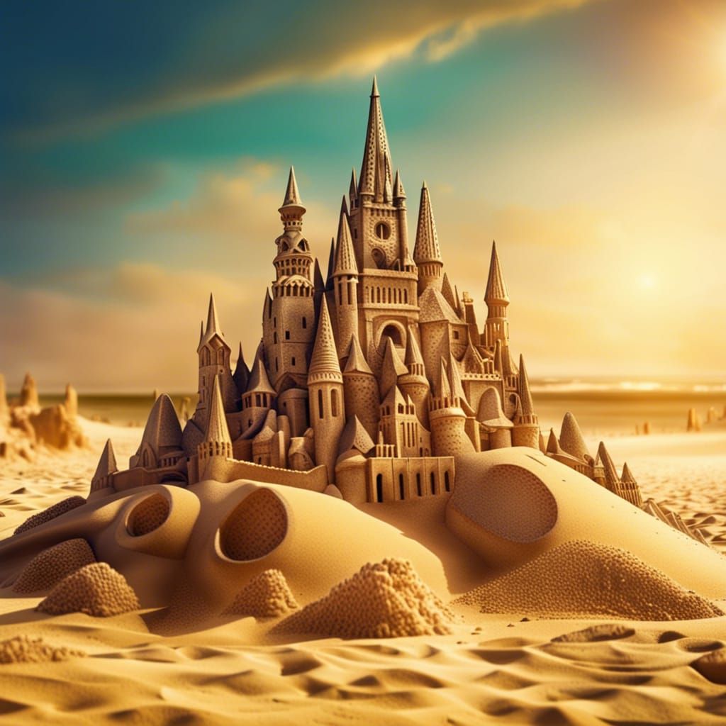 Sand sculpture on a sunny beach