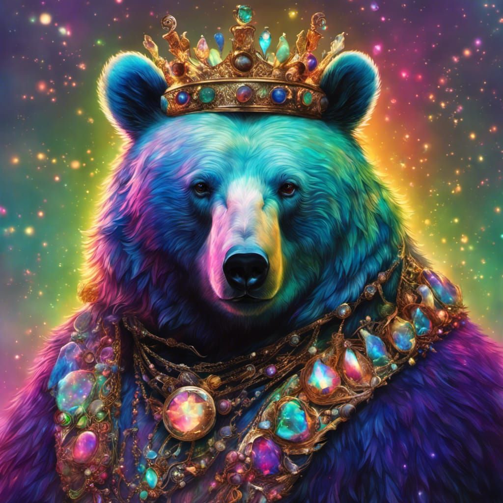 Opalescent Bear King with Bioluminescent Glow