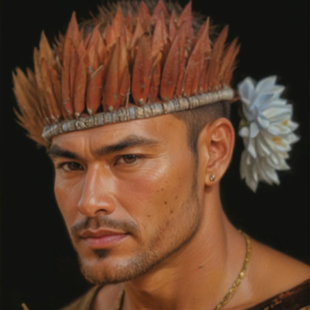 Hyper-Realistic Portrait of Man in Thai Landscape