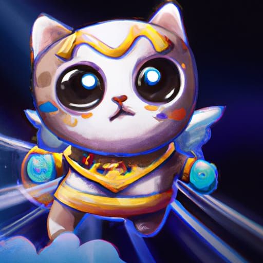 Heroic Kitten in Art Nouveau Style