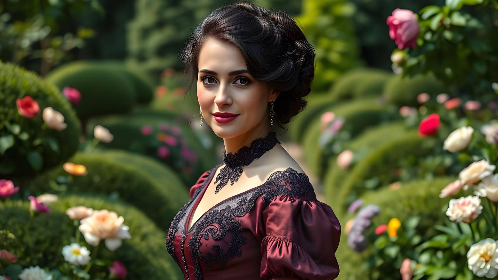 Elegant Woman in 1880s Attire, Inspired by John Singer Sarge...