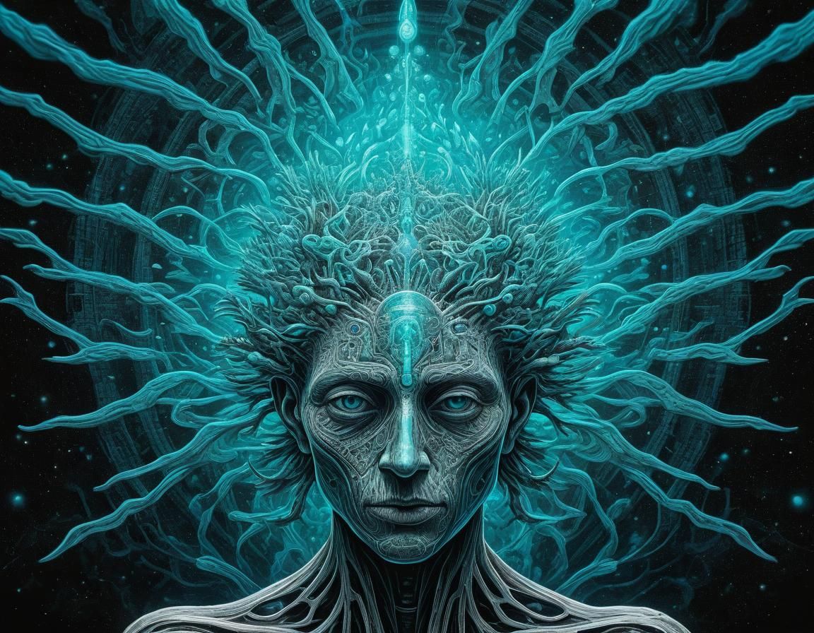 Ethereal Spring: A Minimalist Cyan Art Piece