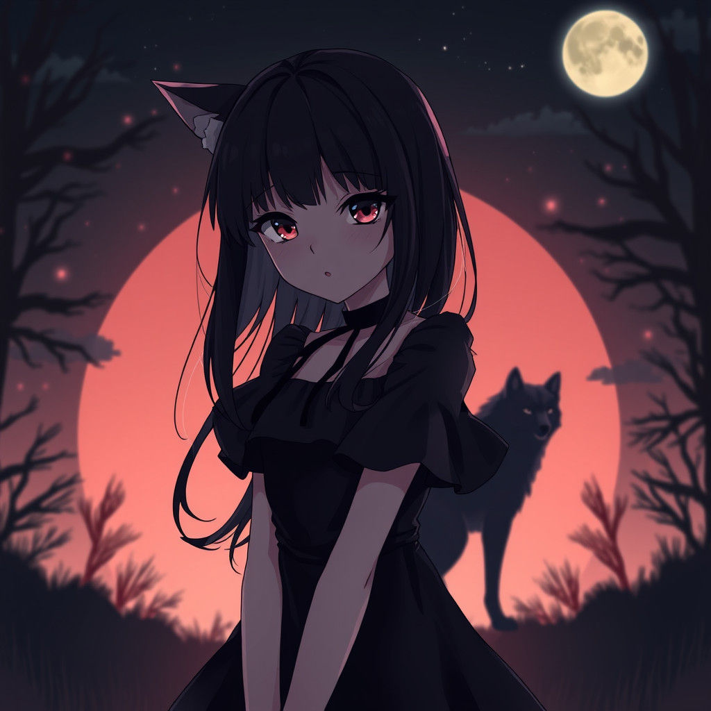 Emo Girl in Black Dress: Anime Style