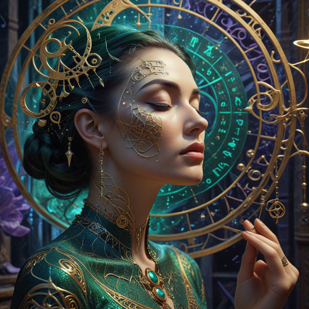 Surreal Dreamscapes: Enchanting Woman in Celestial Vortex