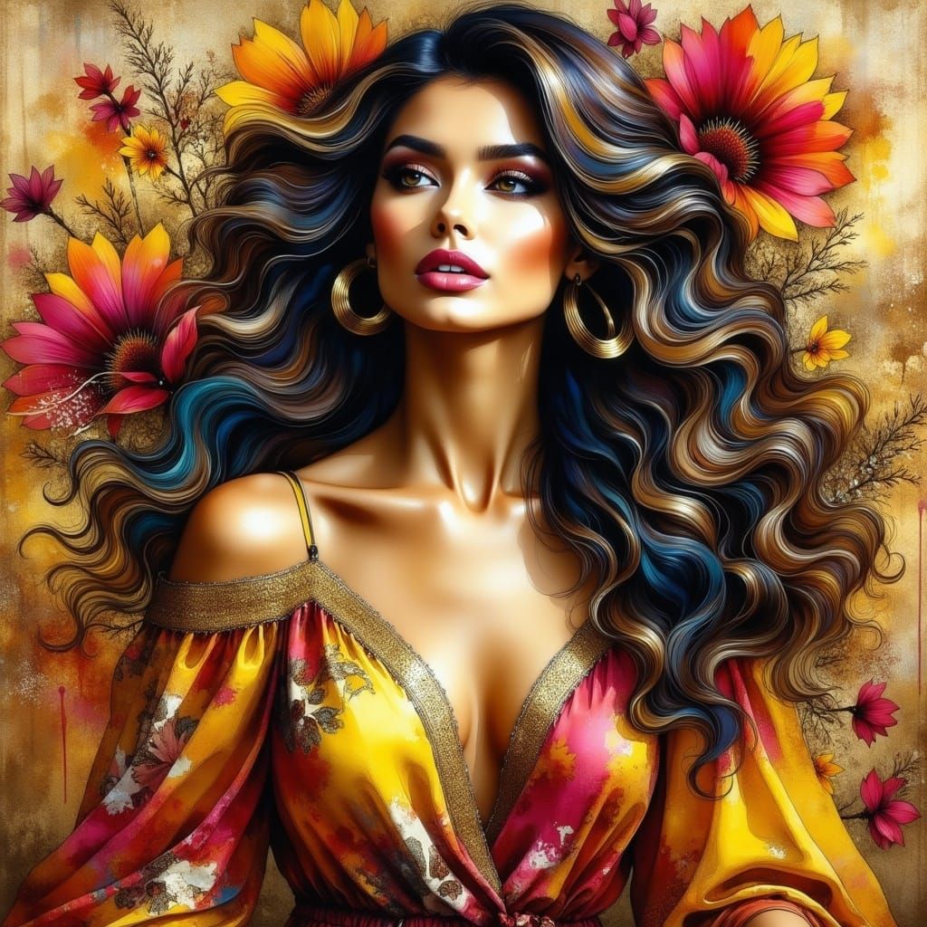 <lora:WatercolorPaintiFlux:1.0>  amazing , stunning woman with amazing eyes, luscious full lips, and flawless olive-tone...