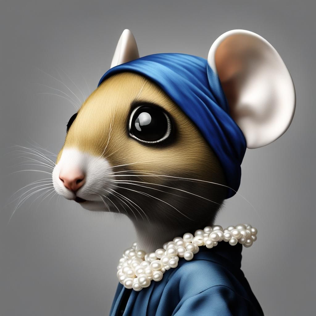 Girl with Pearl Earring in Gothic Surrealism Style