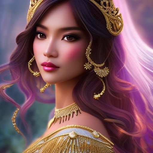 Gorgeous Filipino Princess Portrait with Pink Roses