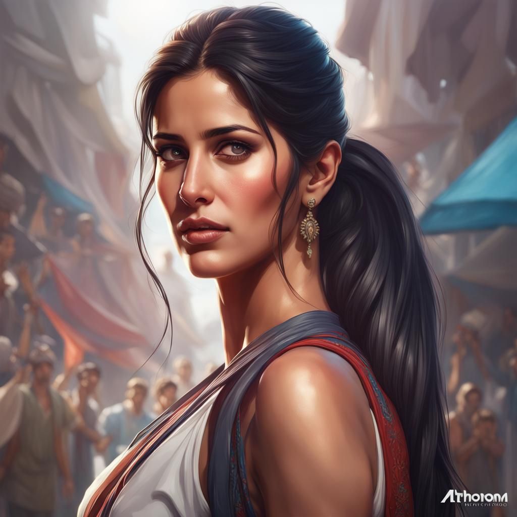 Detailed Portrait of Woman with Ponytail