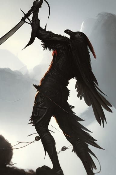 Crow Warrior with Rapier: Dark Fantasy Concept Art