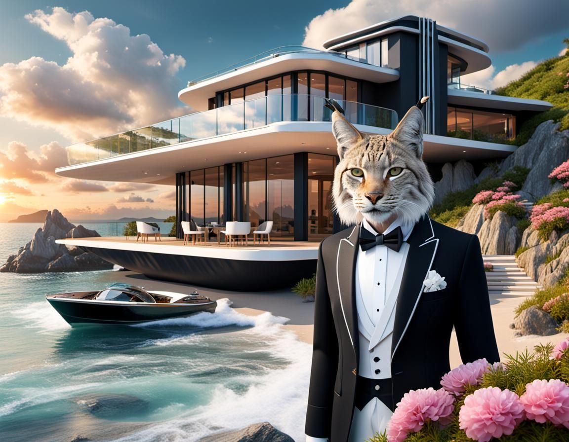 Lynx Butler in Art Deco Glamour Scene