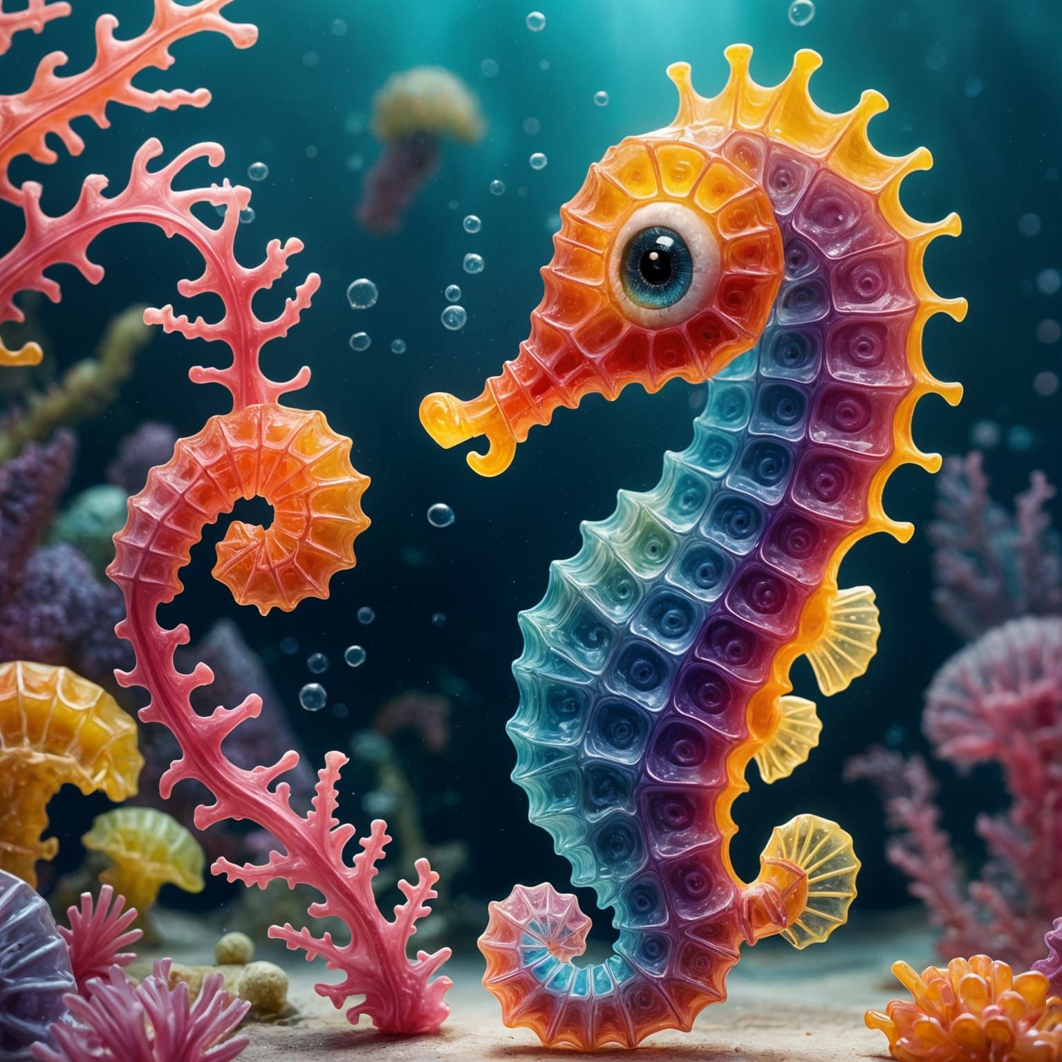 Happy Jelly Seahorse: A Colorful, Detailed Creation
