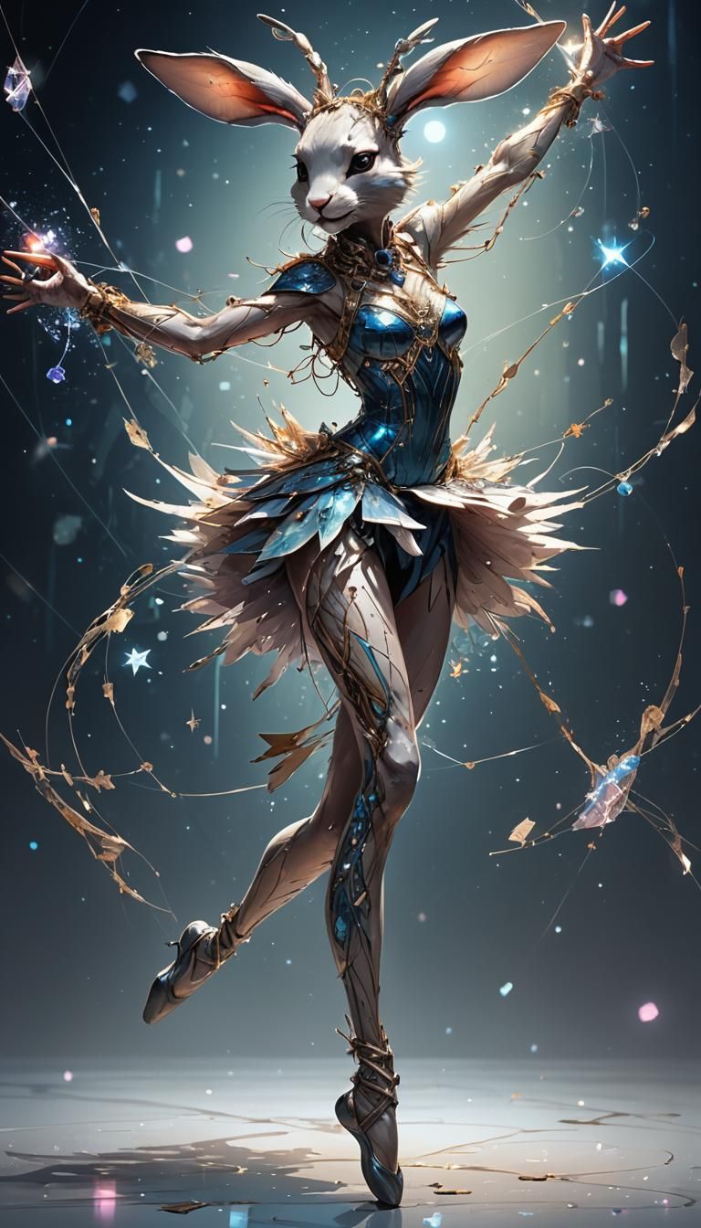 Cyber Rabbit Girl Ballet Dancer in Dreamlike Fantasy Art