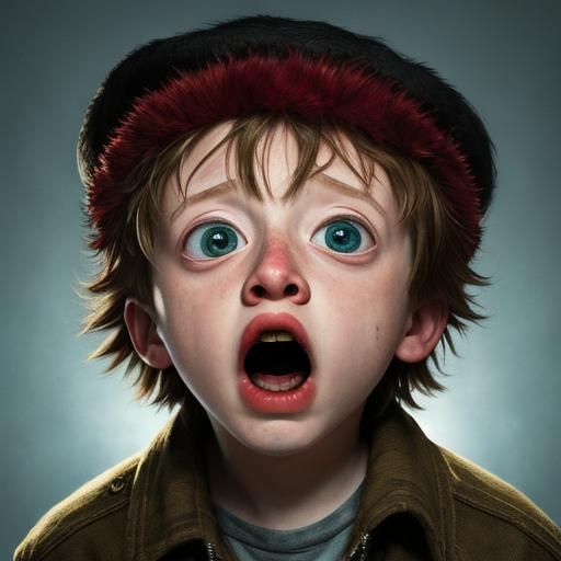 Frozen in Terror, a Young Boy Stares