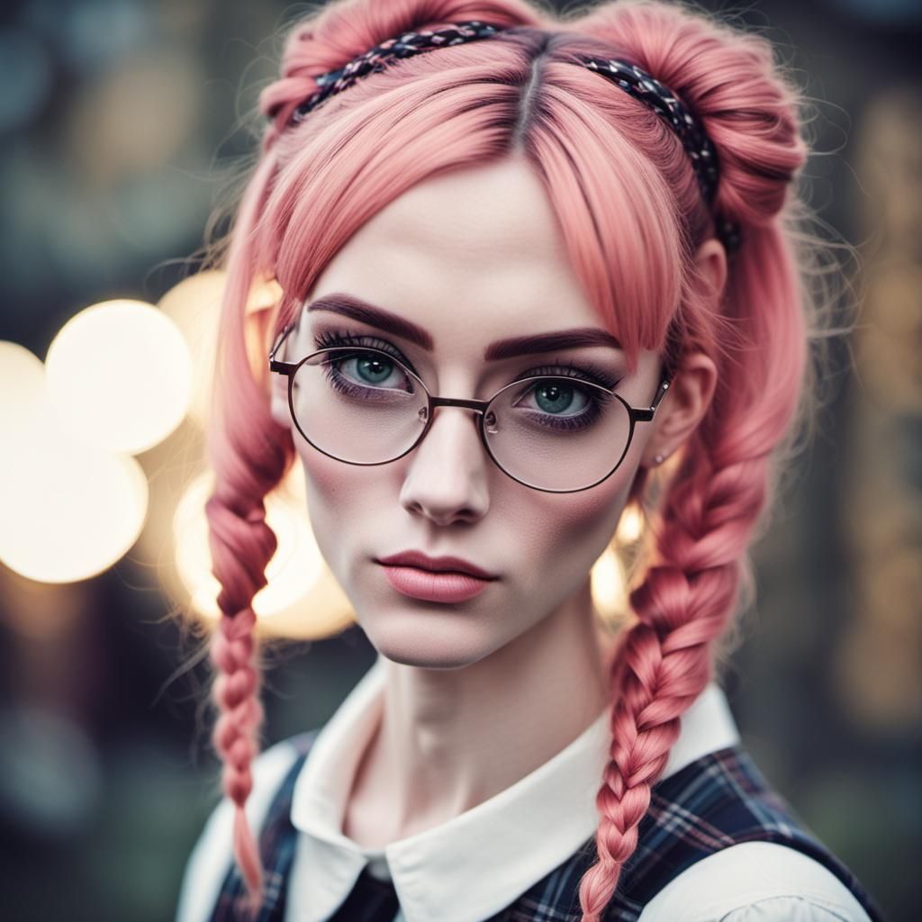 Cute Scene Girl with Pigtails in Photo Shoot