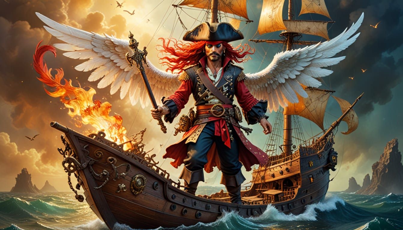 Kaleidoscope Angel Pirate on Treasure Ship