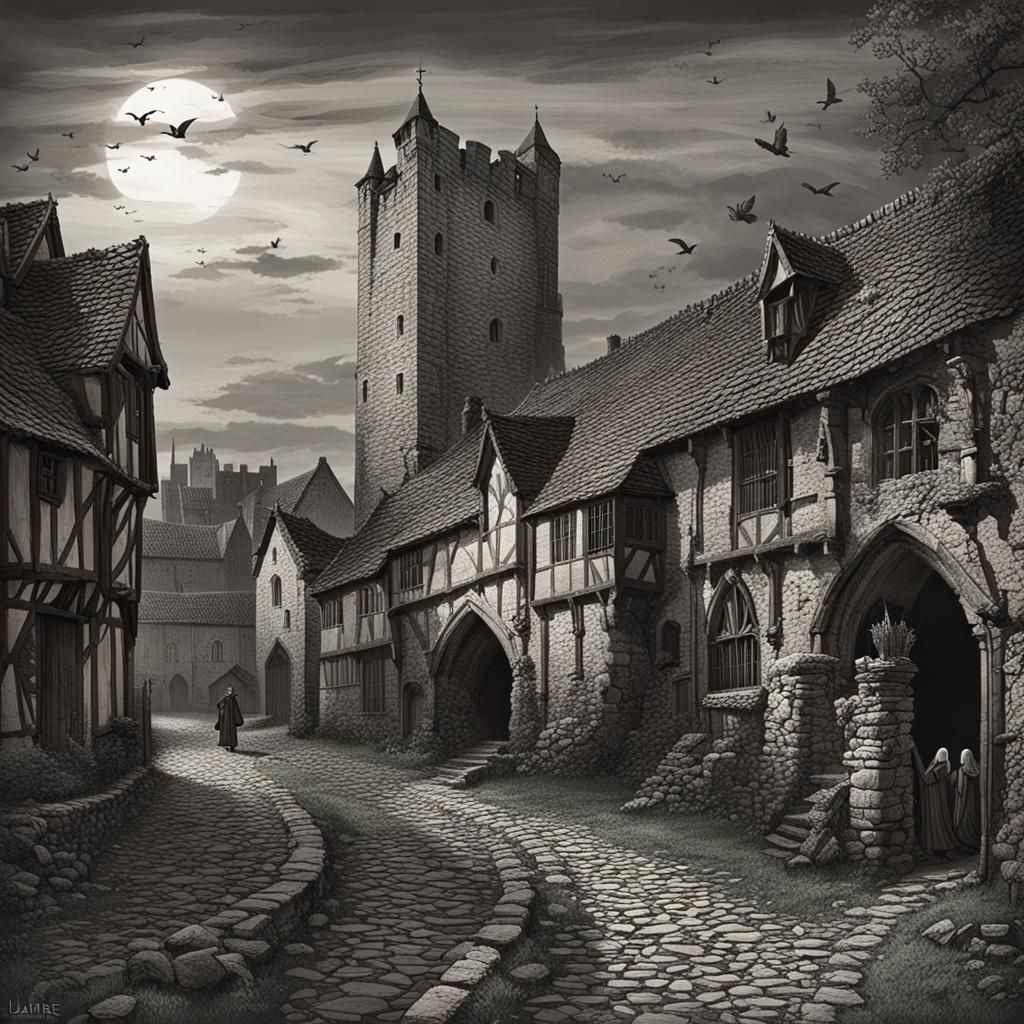 Dark Medieval Scene: Death Awaits