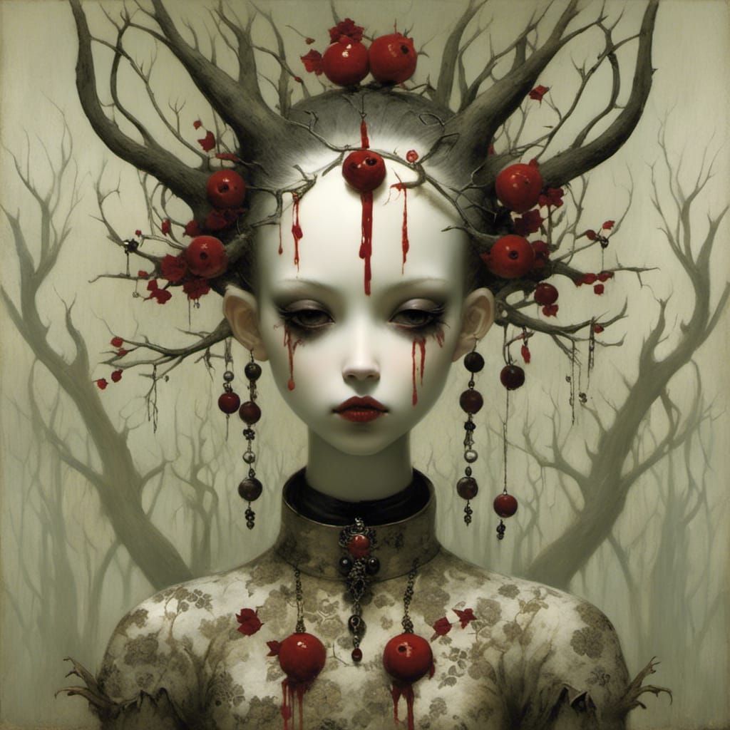Surreal Female Tree Demon with Branches