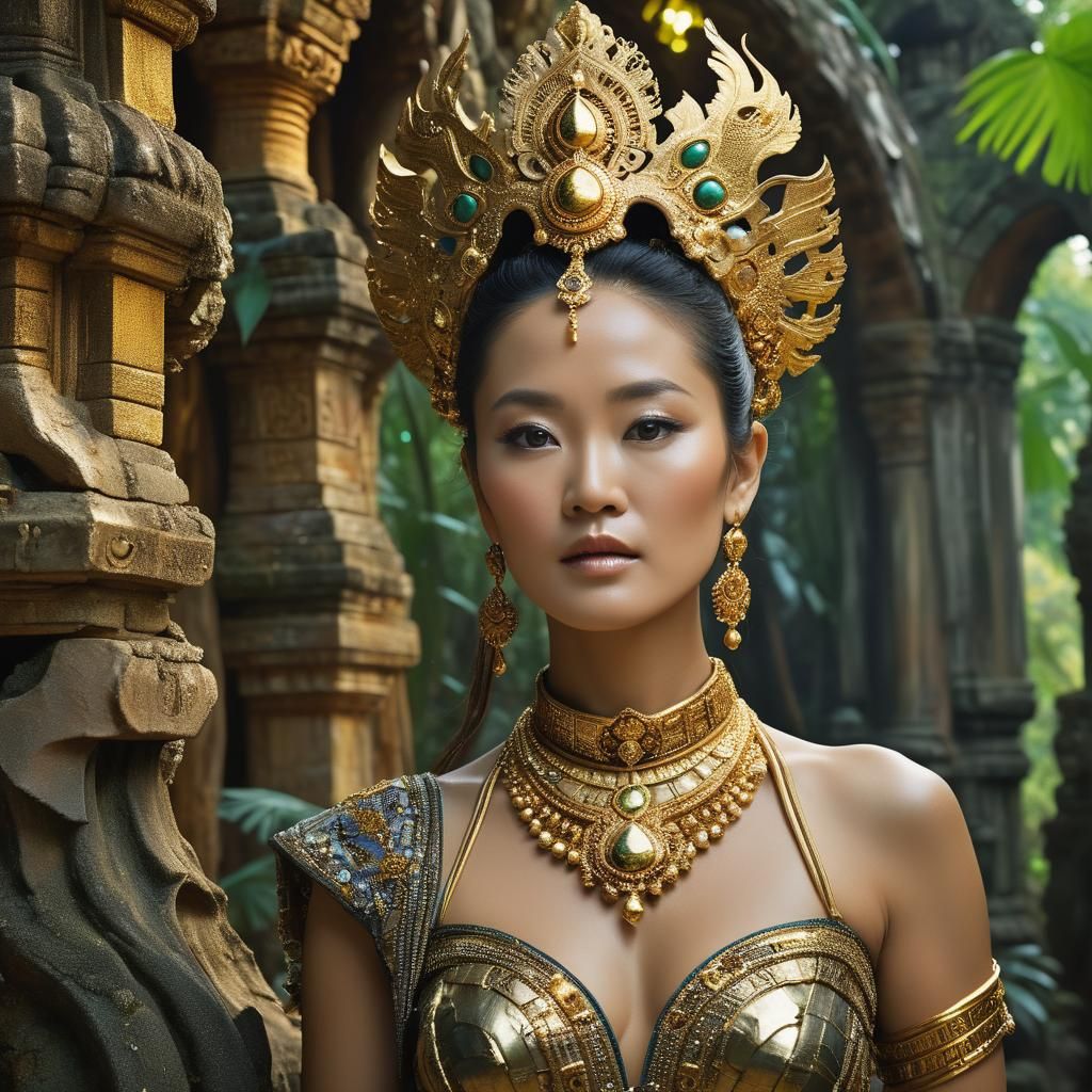 Gong Li as Shakti in Gaudi Temple Ruins