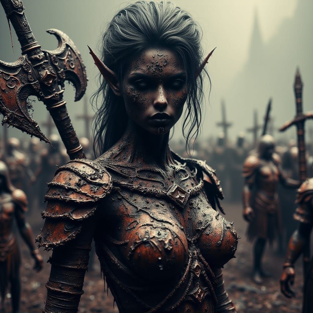 Orc Warrior on Battlefield in Gritty Fantasy Art