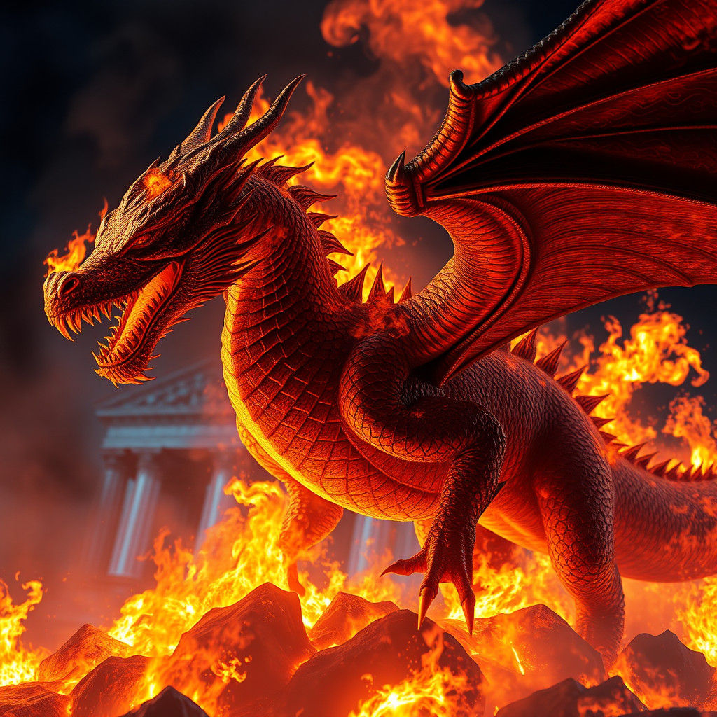 Fiery Dragon Fantasy Art in Unreal Engine 5