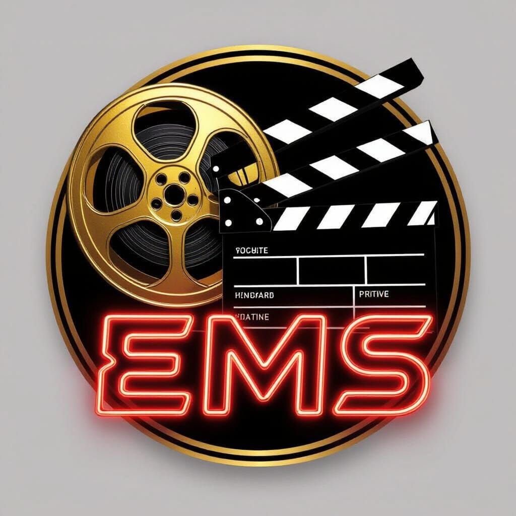 Golden Film Reel & Clapperboard Logo for Movie Channel