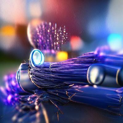 Fiber Optic Cables in Blue and Purple: Macrophotography