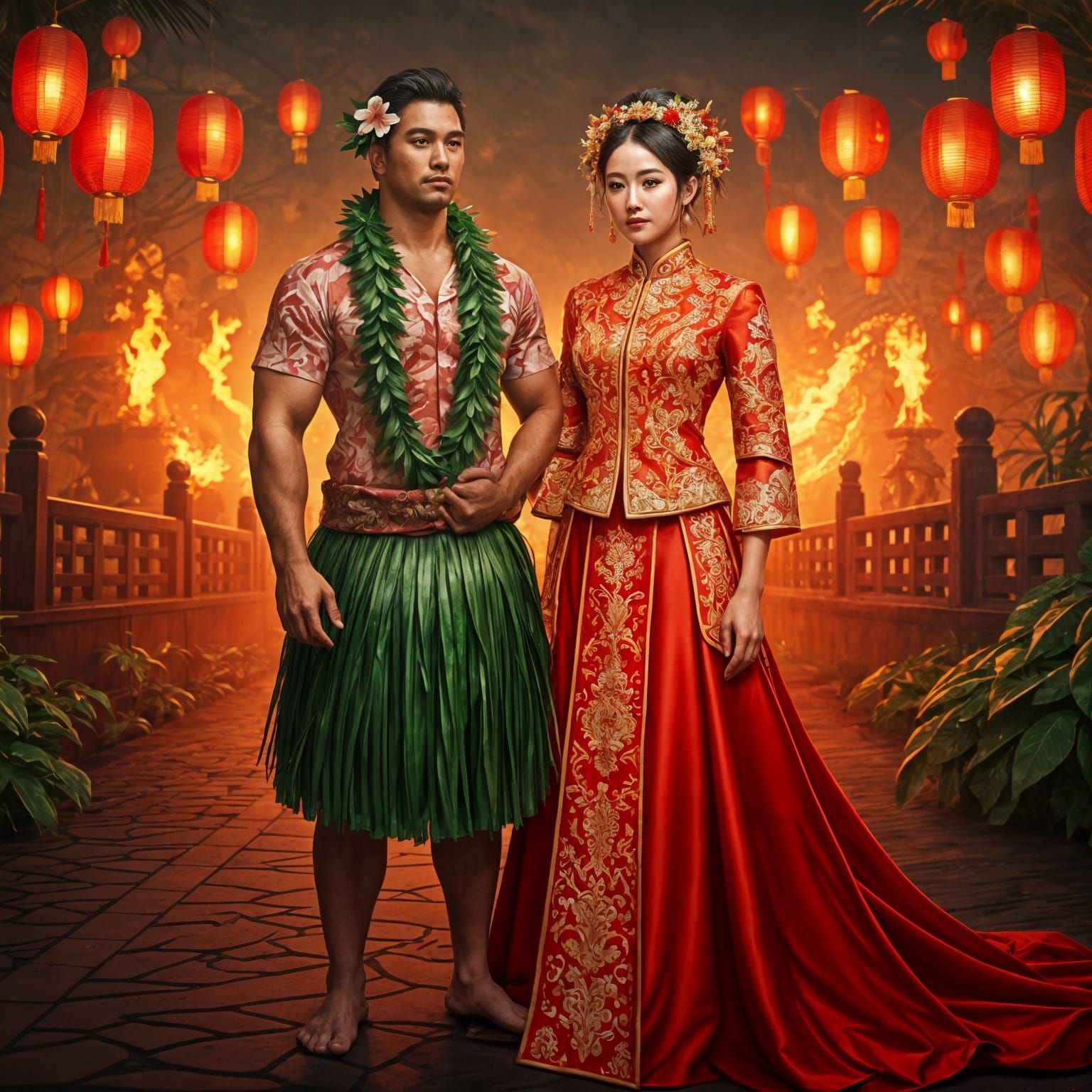 Hawaiian Chinese Fusion Wedding in a Vibrant Digital Paradis...
