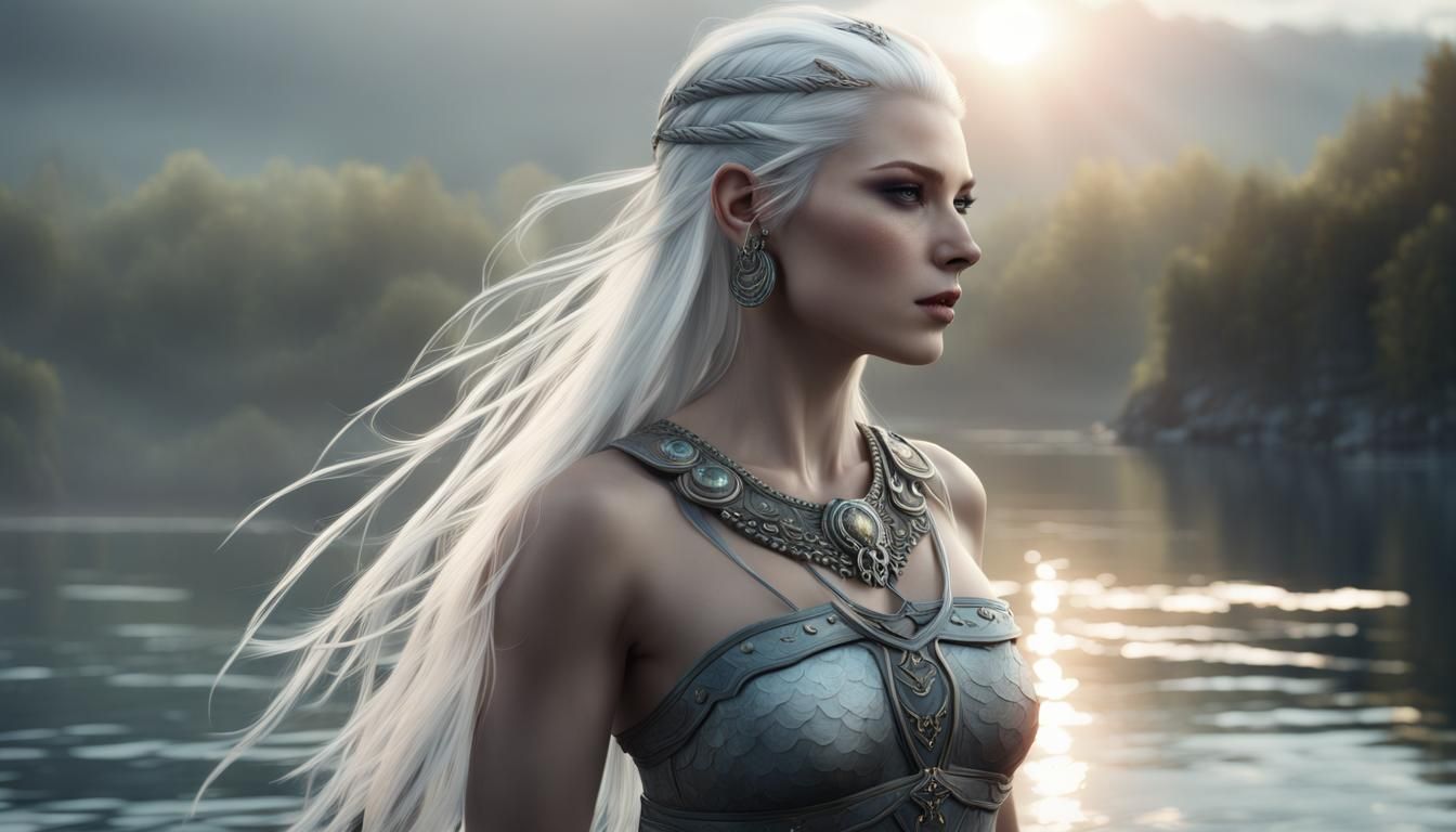 Ethereal Viking Goddess with Wolf in 3D