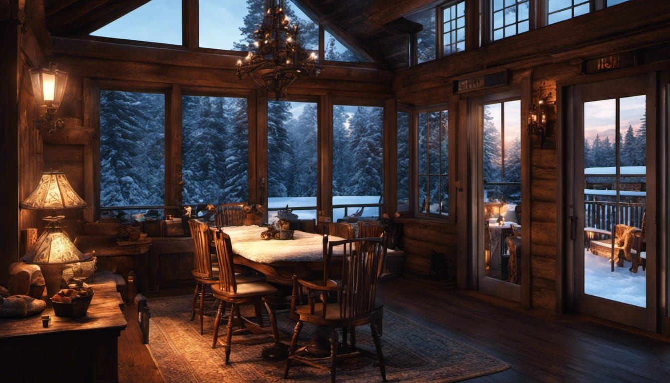 Cozy Cabin View on Winter Solstice