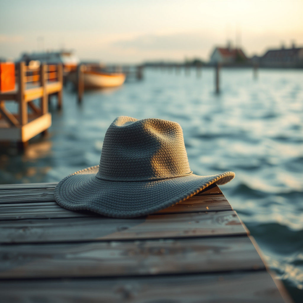 Abandoned Hat on a Pier in AI Art Style