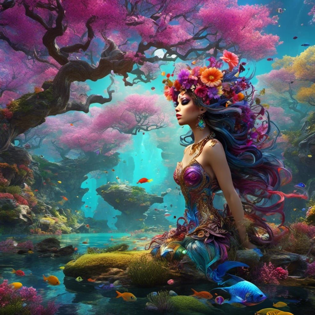 Enigmatic Dream Girl in Colorful Fantasy Style