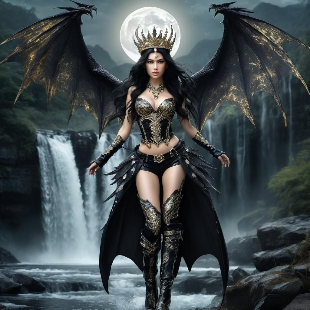 Dragon Queen in Ethereal Fantasy Landscape