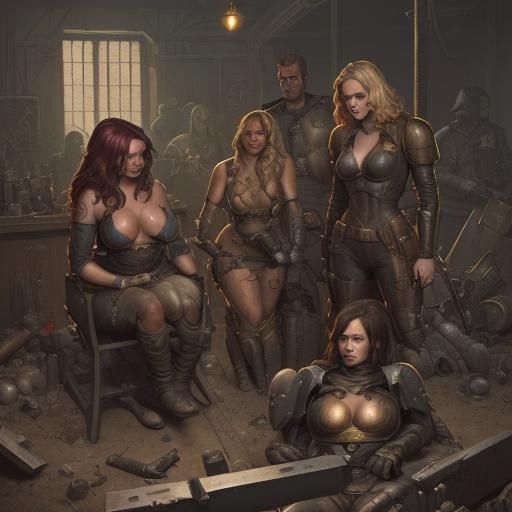 Wounded Crew in Grimdark Comic Book Art Style