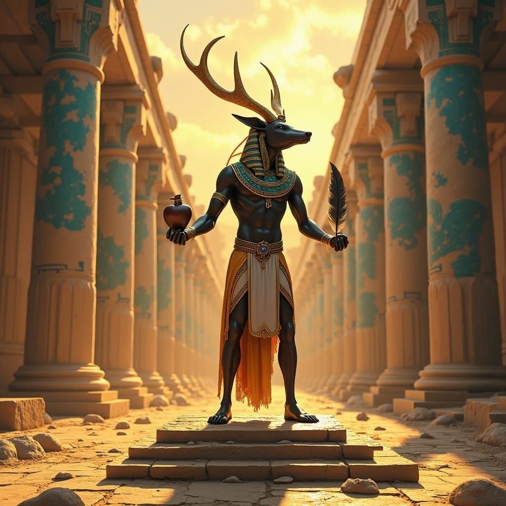 Anubis Weighs Hearts: Detailed Matte Painting