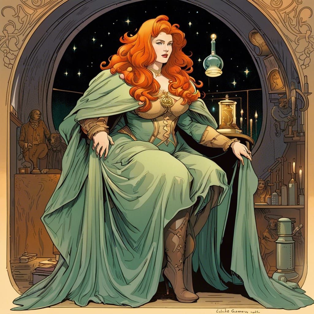 SuperGoddess Materializes in Alchemist's Lab: Fantasy Art