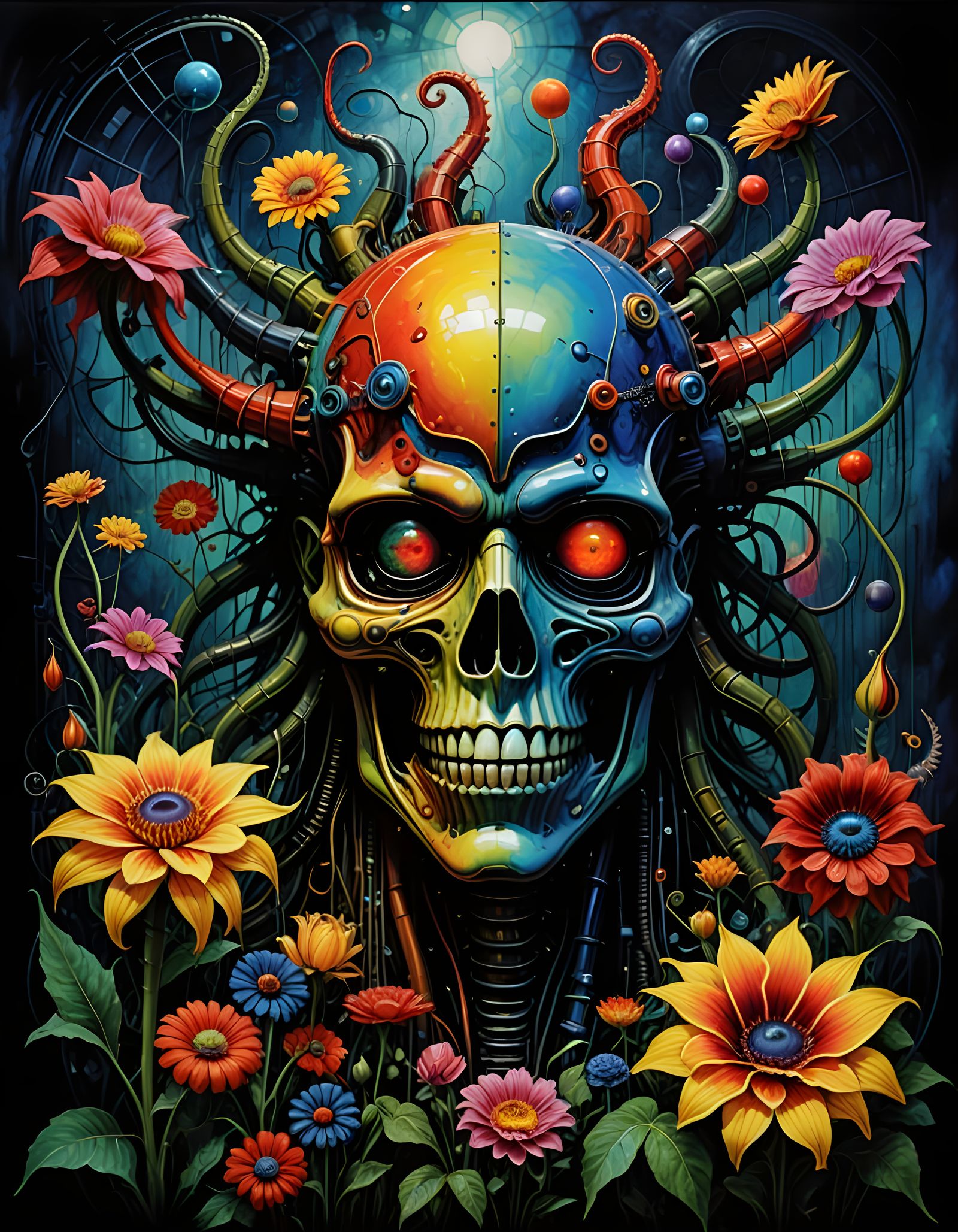 Surreal Biopunk Garden Blooms in Vibrant Fauvist Style