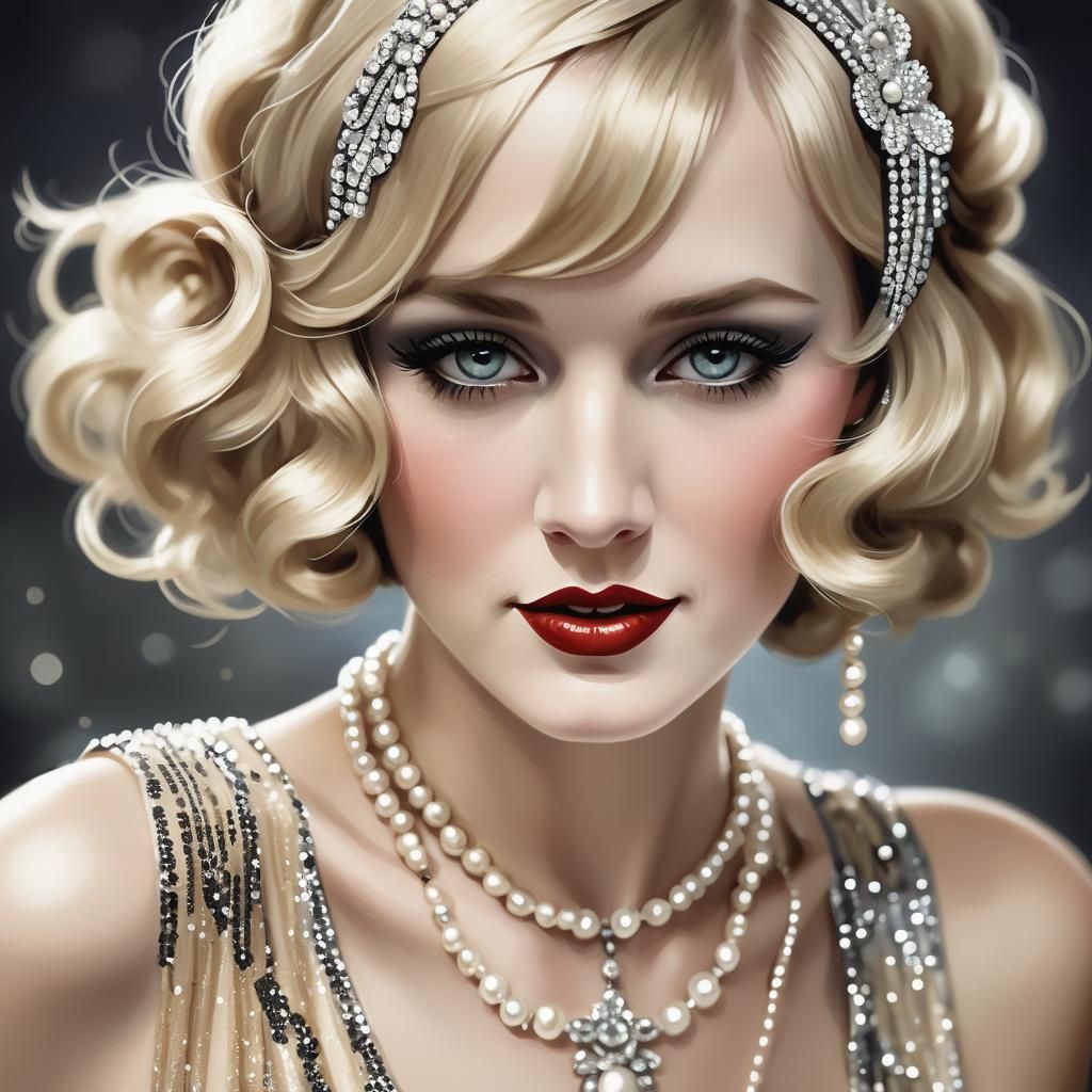 1920s Flapper Girl in Sequins, Photorealistic Image