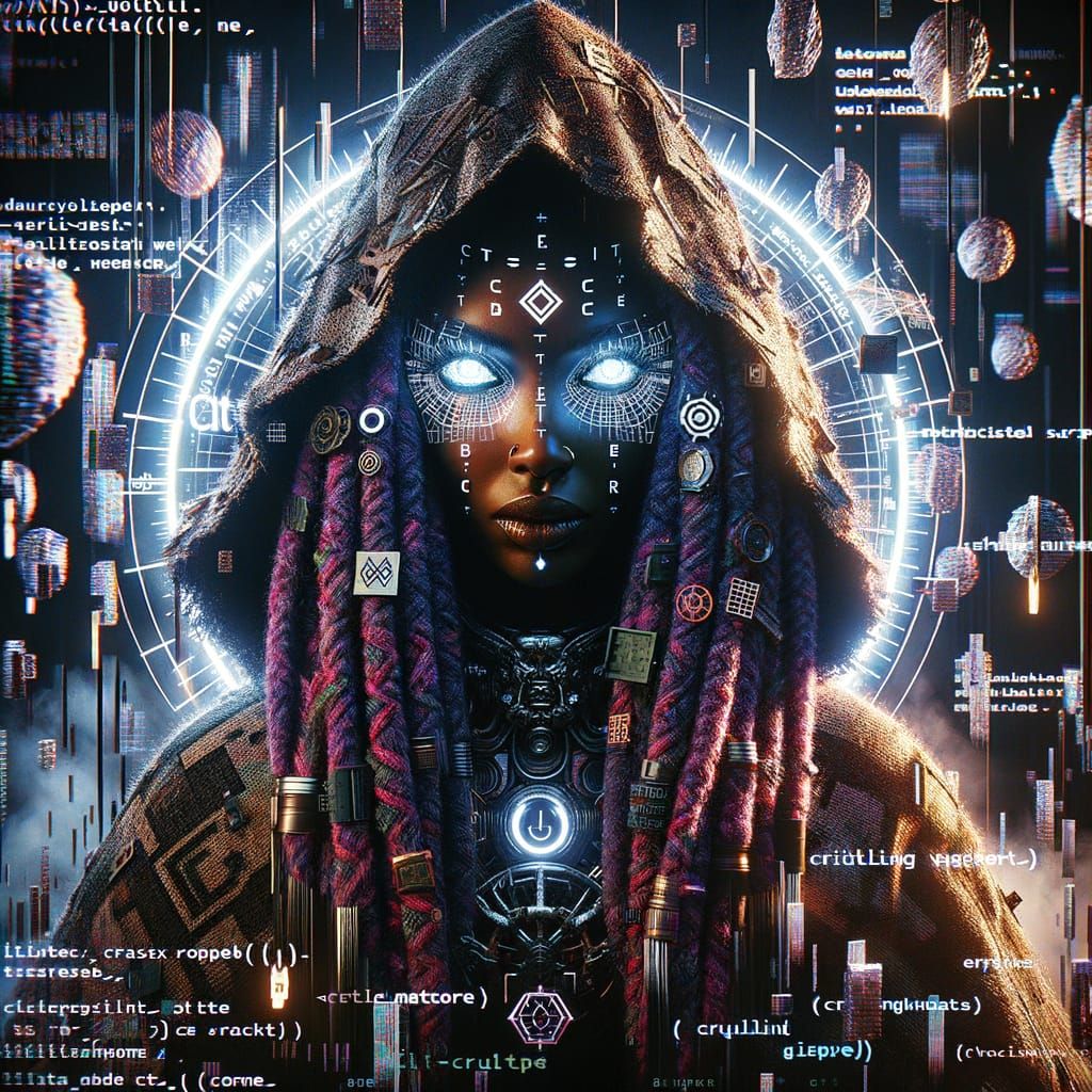 Afrofuturist Villain in Shattered Digital Realm