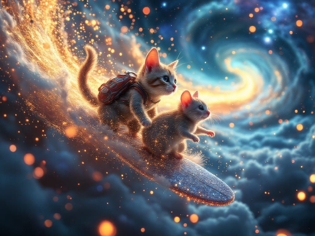 Cosmic Duo Zooms Through Space, Galactically Inspired