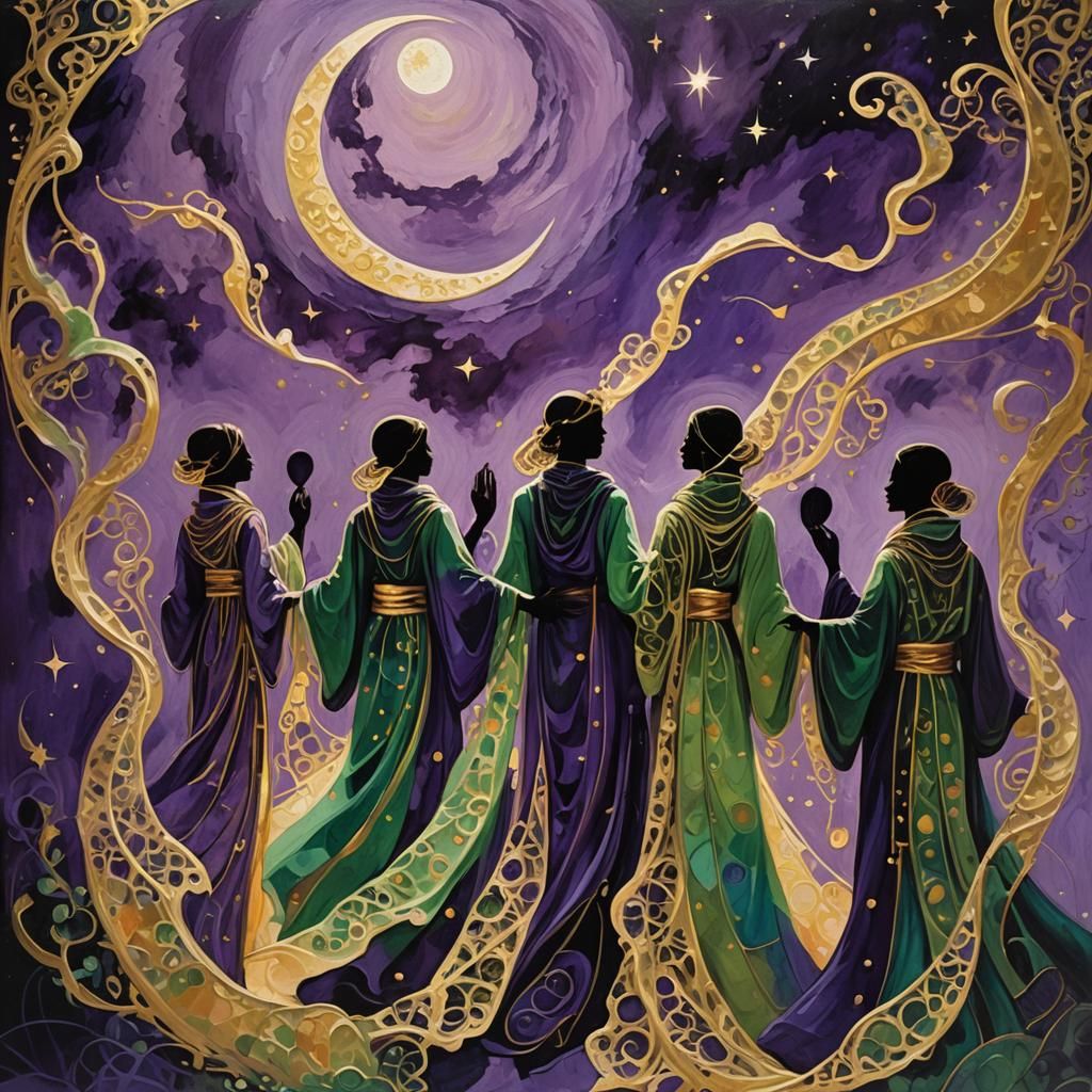 Celestial Deities in Abstract Expressionism Oil Painting