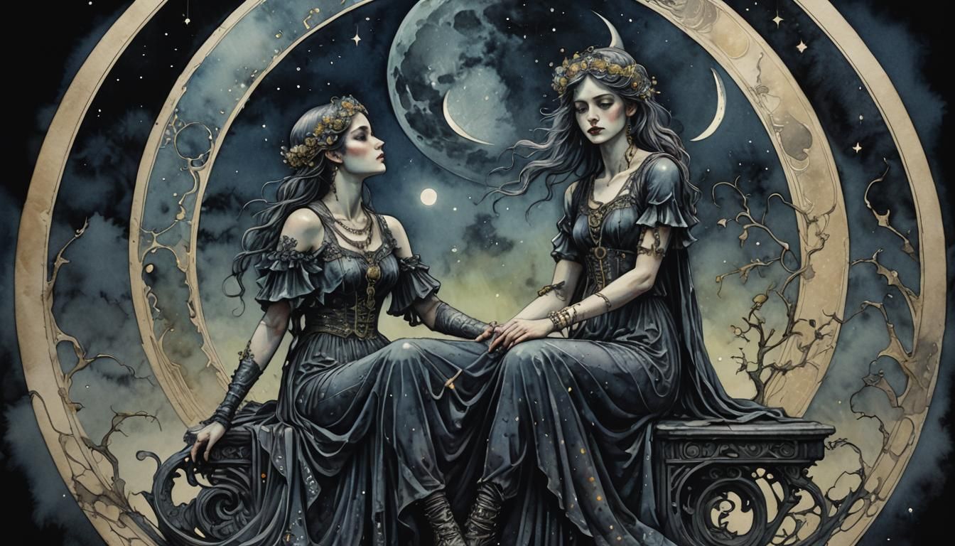 Statuesque Punk Woman in Art Nouveau Style