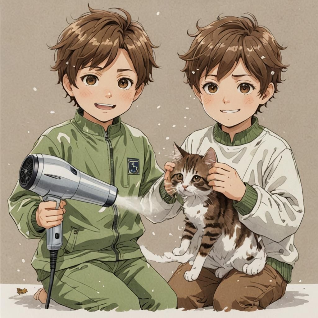 Drying a wet kitten