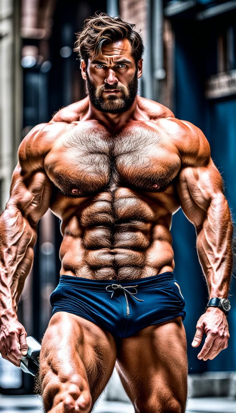 Muscular, Hairy, and Handsome Beefy Man